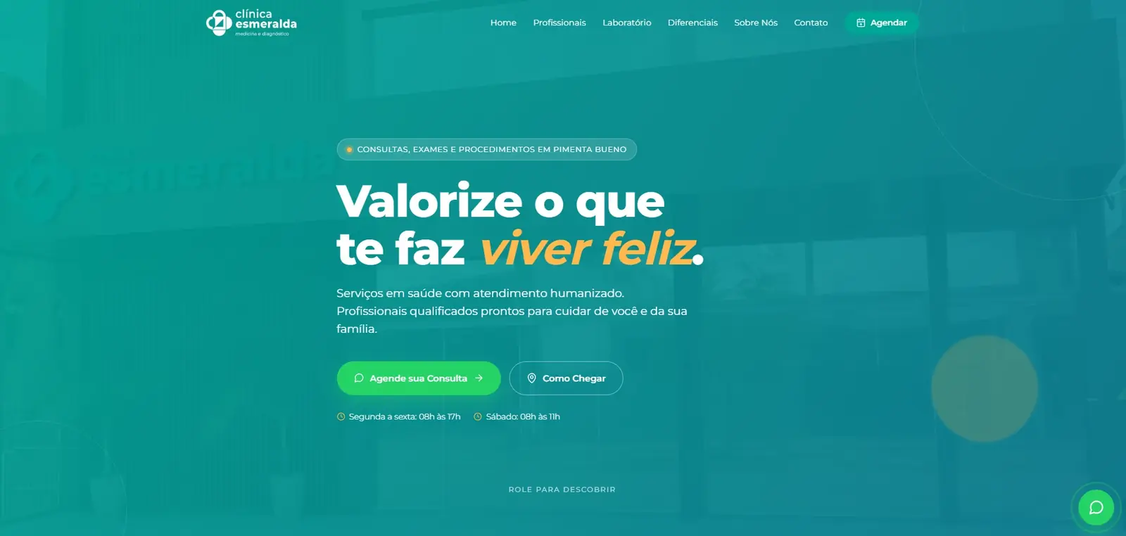 Tela do projeto Clínica Esmeralda